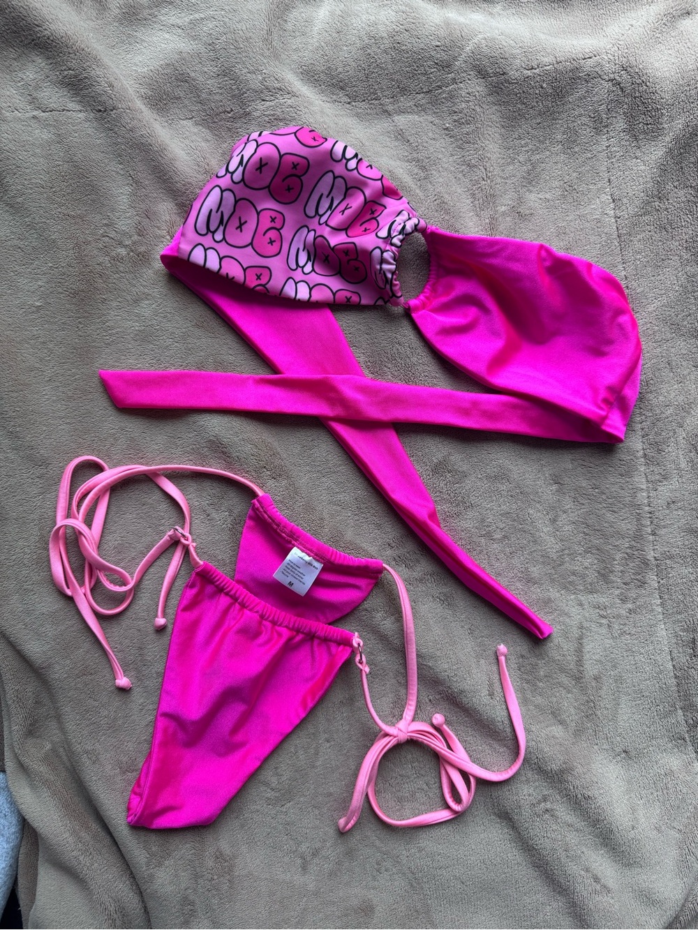 Strawberry Milk Mob Hot Pink Two-Piece Set with Graphic Top